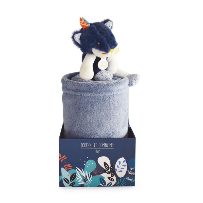  - tiwipi - blanket with comforter blue wolf 100 x 70 cm 
